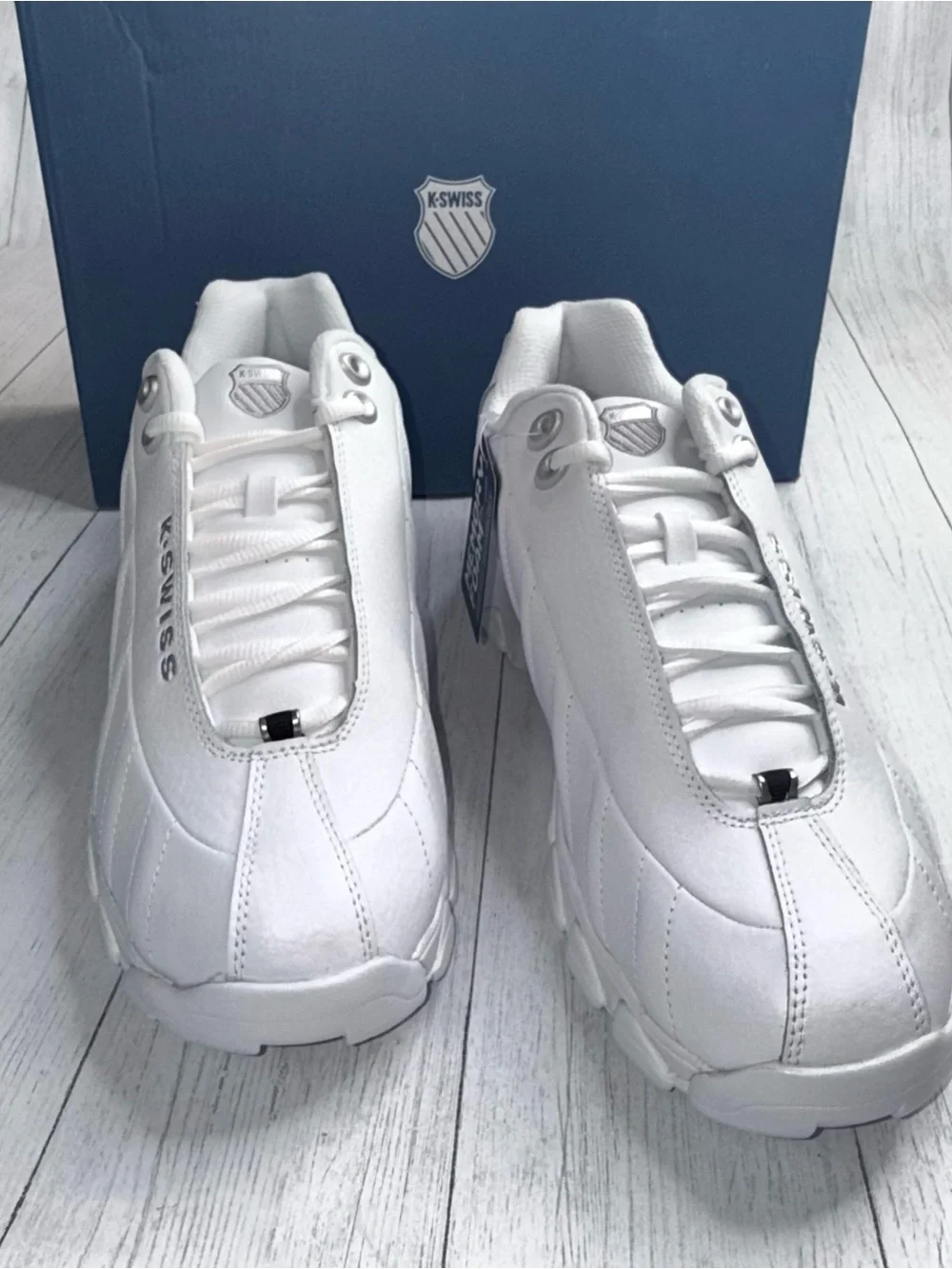 K Swiss ST329 CMF Men’s Tennis Shoes White Silver Size 12 03426